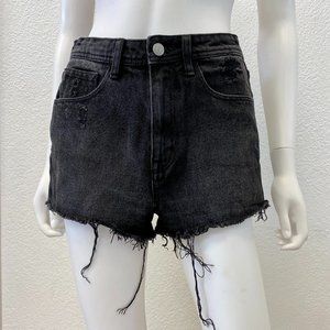 Black High Waisted Denim Shorts